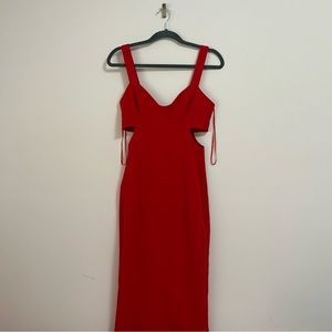 Stunning formal dress with cut out sides in red size XS- Zara